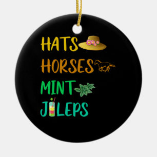 Hats Pferde Mint Juleps Derby Pferderennen Keramik Ornament