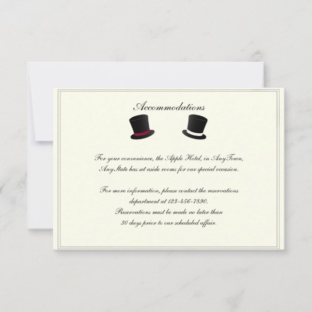 Hats und Krawatte für Hochzeiten Einladung (Vorderseite)