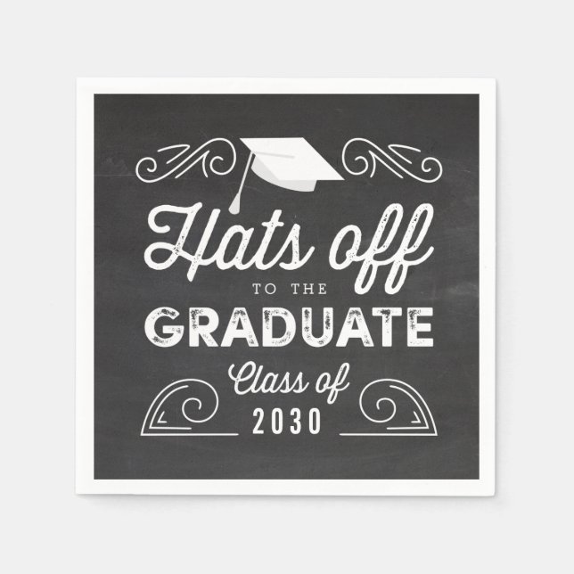 Hats von Chalkboard Abschluss Napkins Serviette (Vorderseite)