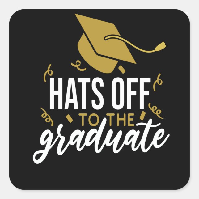 HATT BIS ZUM GRADUAT 2022 QUADRATISCHER AUFKLEBER (Vorderseite)