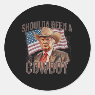 Hätte ein Cowboy Trump 2024 4. Juli U Runder Aufkleber