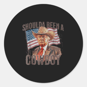 Hätte ein Cowboy Trump 2024 4. Juli U Runder Aufkleber