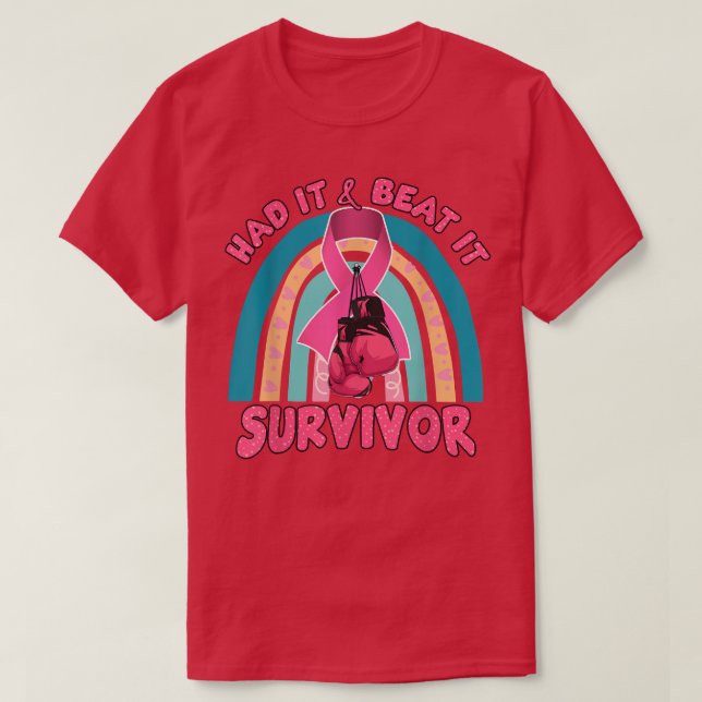 Hatte es und schlug es überlebt Brustkrebs-Regenbo T-Shirt (Design vorne)