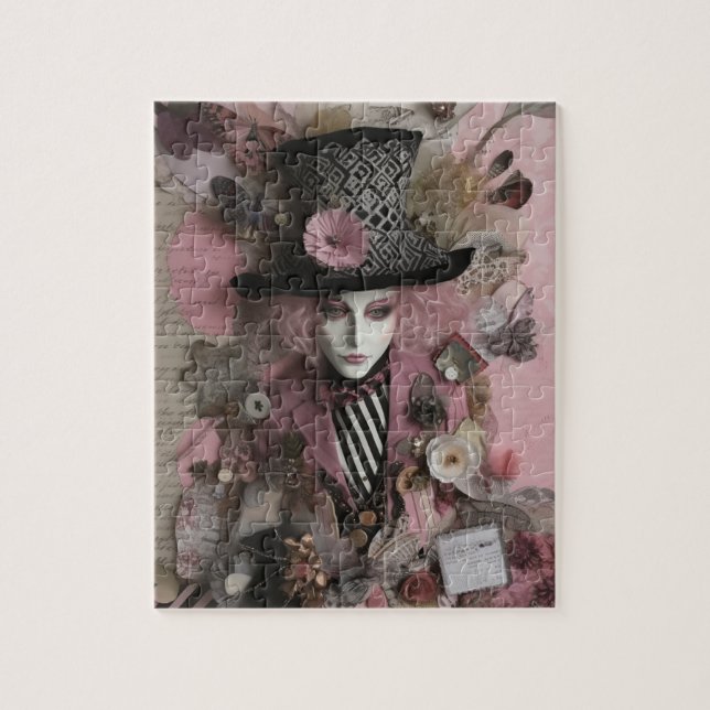 Hatter Pink Mixed Media Collage (Vertikal)