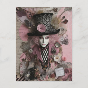 Hatter Pink Mixed Media Collage Postkarte