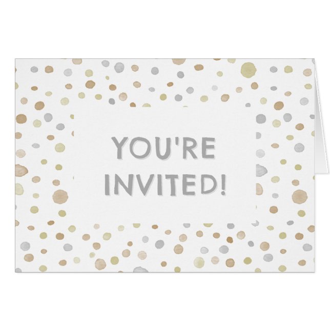 Hattie Confetti Watercolor Dots Birthday Invite (Vorderseite (Horizontal))