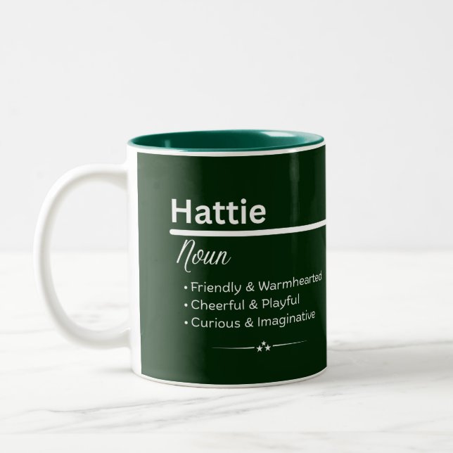 Hattie Personalized Name Coffee Mug Zweifarbige Tasse (Links)
