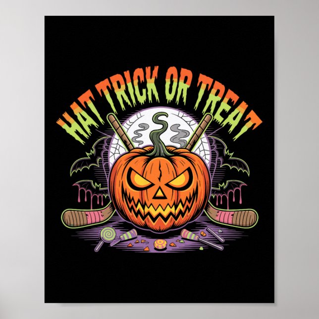 Hattrick oder Streich Eis-Hockey Halloween-Spaß _1 Poster (Vorne)