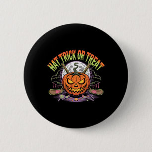 Hattrick oder Süßigkeiten Eishockey Halloween Spaß Button