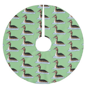 Hauben-Taucher-Vogel-Cartoon-Illustration Polyester Weihnachtsbaumdecke