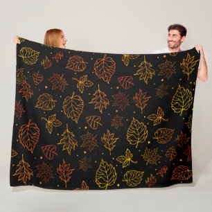 Hauch von Eleganz Kupferblätter auf Schwarz Fleecedecke