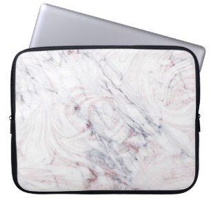 Hauch von Rose Weißer & Grauer Marmor Wirbel Chic Laptopschutzhülle