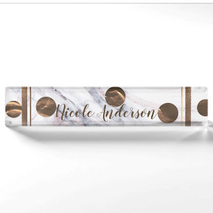 Hauch von Roségold Marmor Bronze Kupfer Weiblich Namensplakette