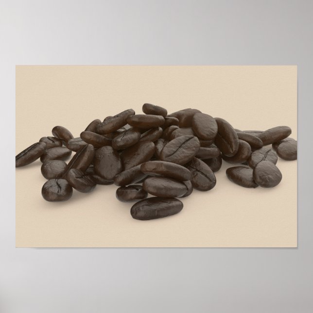 Haufen gerösteter Kaffeebohnen Poster (Vorne)