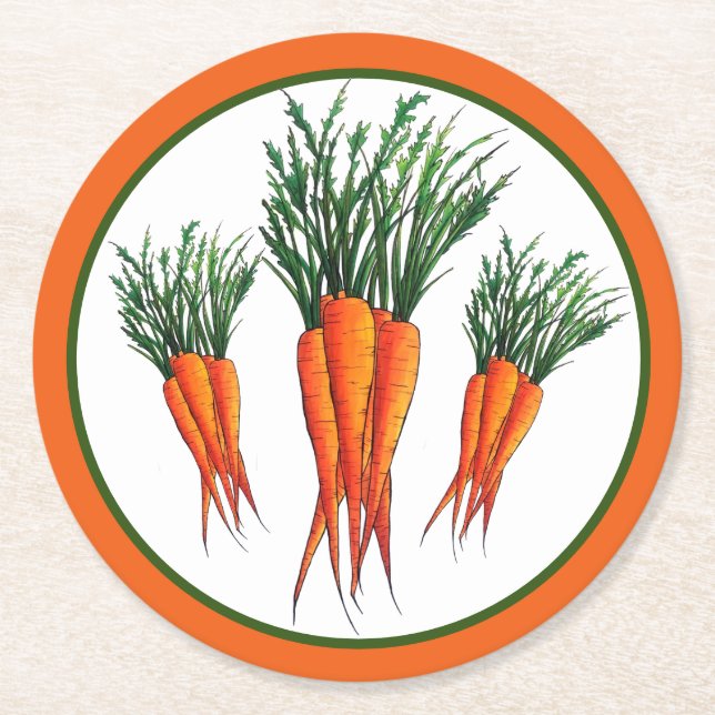 Haufen Karotten Orange Gemüsegarten Veggie Garten Runder Pappuntersetzer (Vorderseite)