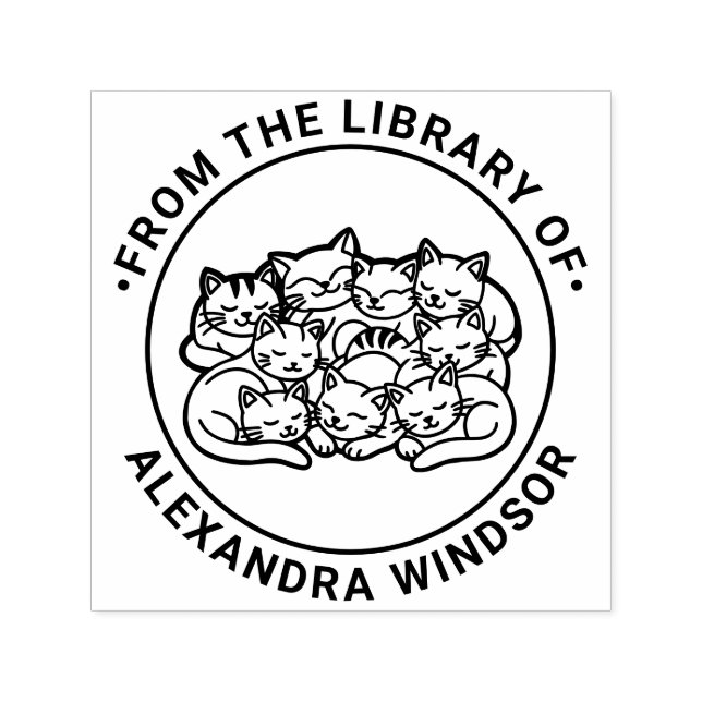 Haufen Niedlicher Katzen Bibliothek Buch Name Nr.  Permastempel (Design)