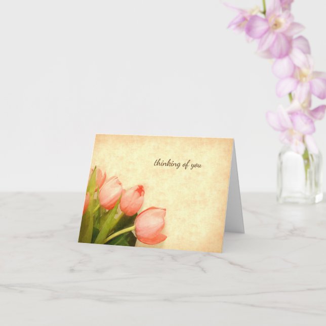 Haufen rosa Tulpen, einfach an Sie denken Karte (Orchidee)