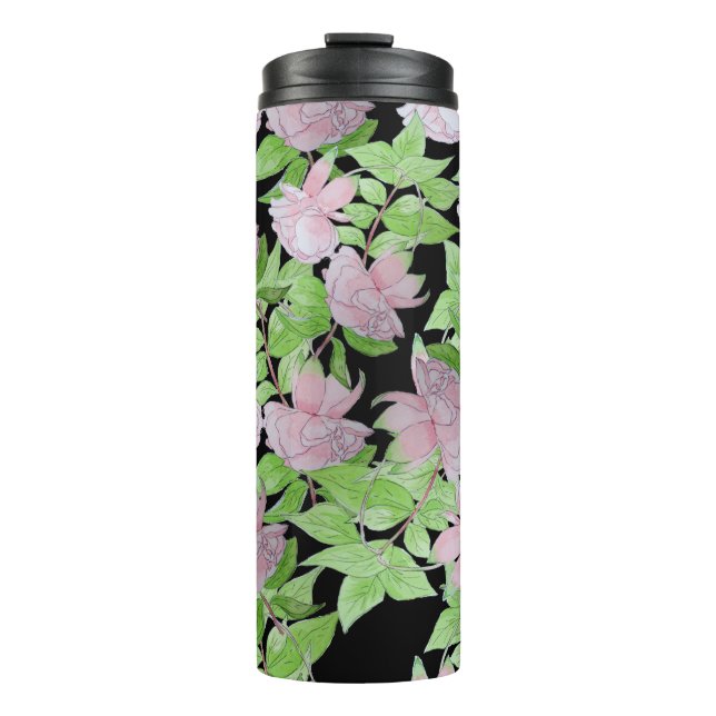 Haufen von hübsch rosa Blume und Blütenblättern Thermosbecher (Vorderseite)