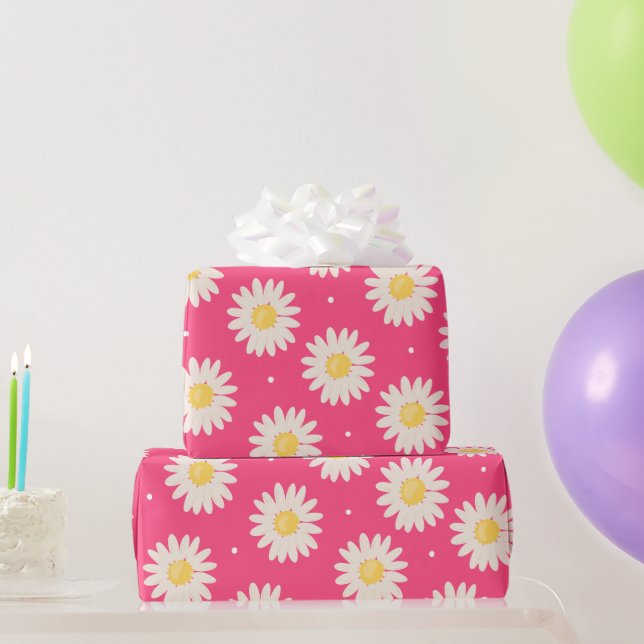 Haufen weißer Milchmuster im rosa Hintergrund Geschenkpapier (Partygeschenke)