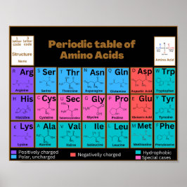 Häufige Aminosäuren im Periodenstil Poster