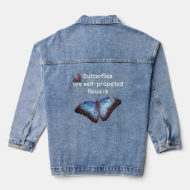 Häufige Morpho-Schmetterlinge mit Zitat Jeansjacke