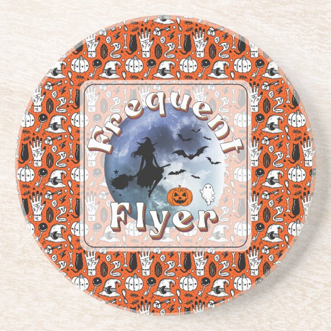Häufiger Flyer Halloween Rotzspieß Broomstick Getränkeuntersetzer (Vorne)