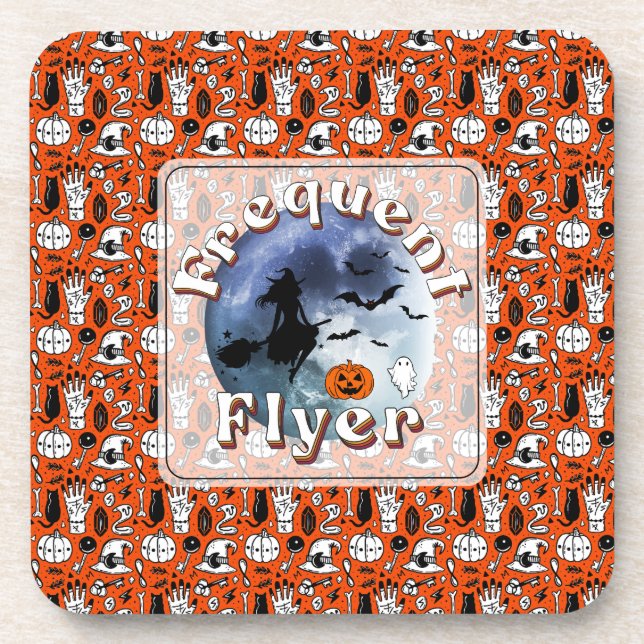 Häufiger Flyer Halloween Rotzspieß Broomstick Getränkeuntersetzer (Vorderseite)