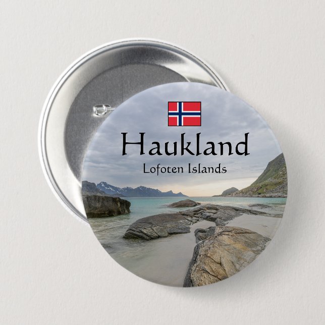 Haukland Souvenir Button (Vorne & Hinten)