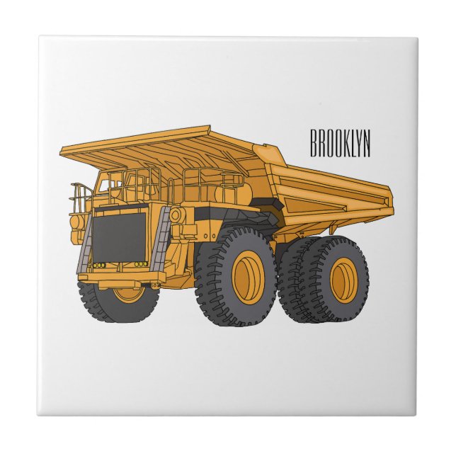 Haul truck cartoon illustration fliese (Vorderseite)