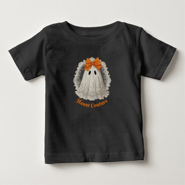 Haunt Couture Lace Ghost in Orange Bow Baby T-shirt (Vorderseite)