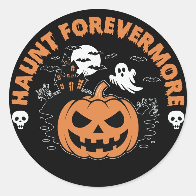 Haunt Forevermore Pumpkin Ghost Sticker (Vorderseite)