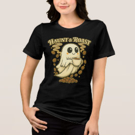 Haunt & Roast Halloween Niedlicher Geisterkaffee L Tri-Blend Shirt