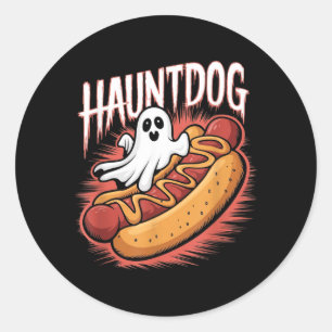 Hauntdog Lustiger Geist Hot Dog Halloween Kostüm Runder Aufkleber