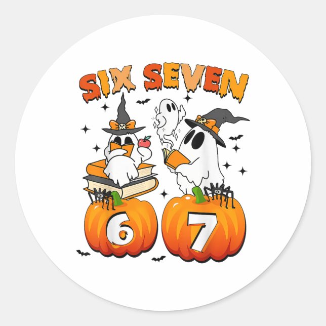 Haunted 67 Meme Six Seven 6-7 Funny Internet Joke  Runder Aufkleber (Vorderseite)