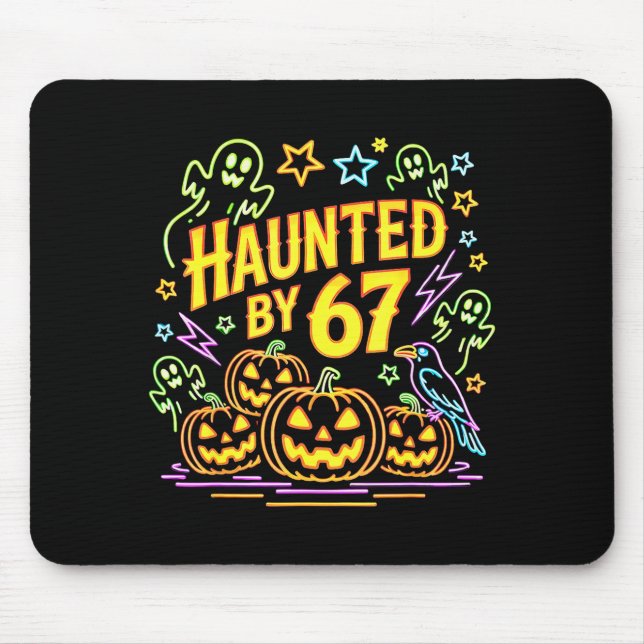 Haunted By 67 Funny Ghost And Pumpkin Halloween  Mousepad (Vorne)