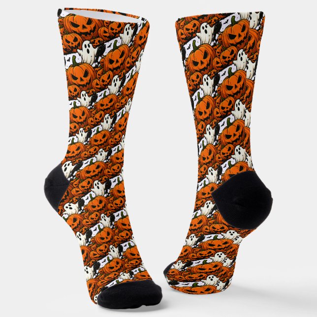 Haunted by 67 Funny Ghost And Pumpkin Halloween Socken (Gewinkelt)