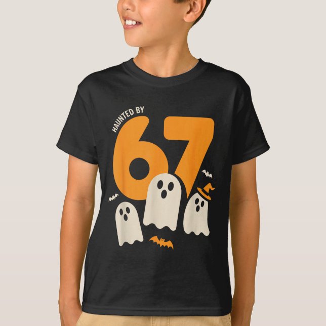 Haunted By 67 Funny Halloween Meme Design  T-Shirt (Vorderseite)