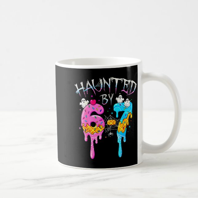 Haunted By 67 Ice Cream Drip Funny Six Seven Meme  Kaffeetasse (Rechts)