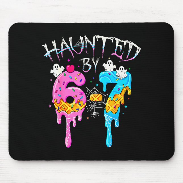 Haunted By 67 Ice Cream Drip Funny Six Seven Meme  Mousepad (Vorne)