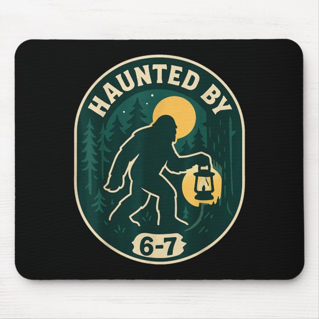 Haunted By 6-7 Bigfoot Lantern Halloween Badge  Mousepad (Vorne)
