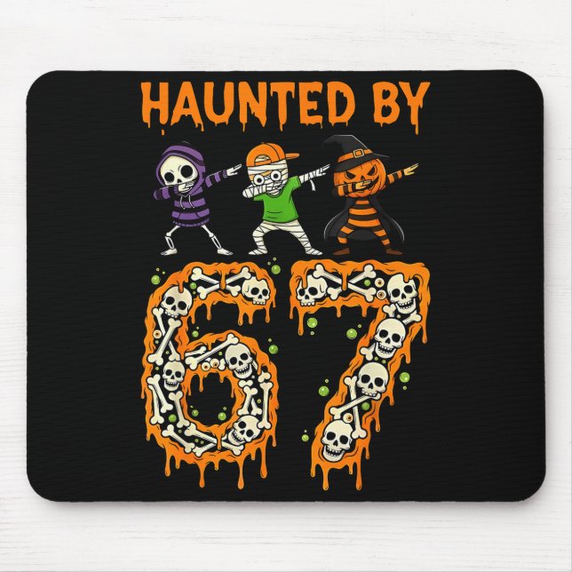 Haunted By 6-7 Halloween Skeleton Dabbing Meme Men Mousepad (Vorne)
