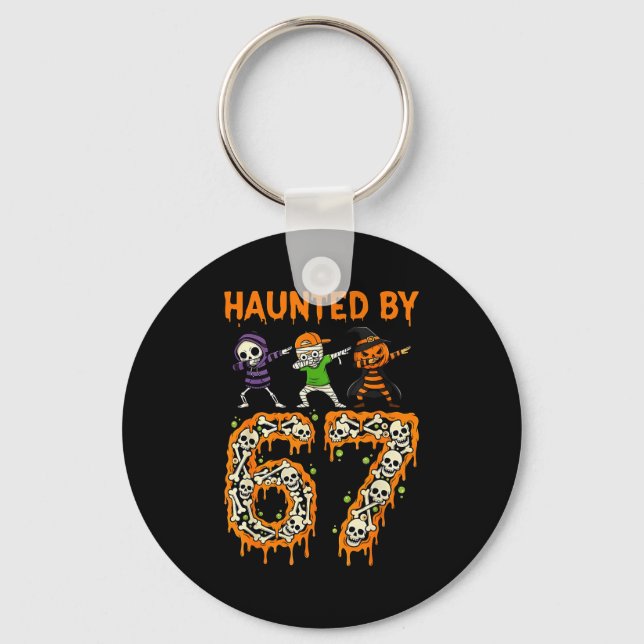 Haunted By 6-7 Halloween Skeleton Dabbing Meme Men Schlüsselanhänger (Vorderseite)