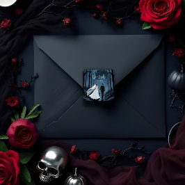 Haunted Castle Halloween Wedding or Engagement Quadratischer Aufkleber