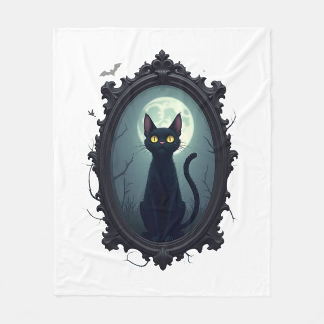 Haunted Cat Mirror Fleecedecke (Vorderseite)