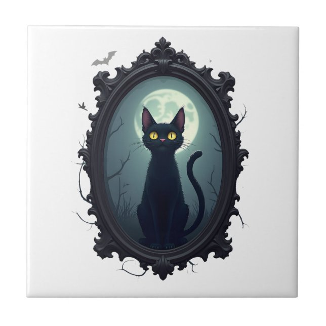 Haunted Cat Mirror Fliese (Vorderseite)