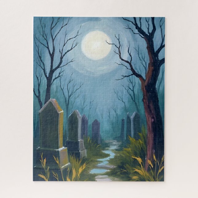 Haunted Cemetery | Halloween Spooky Painting (Vertikal)