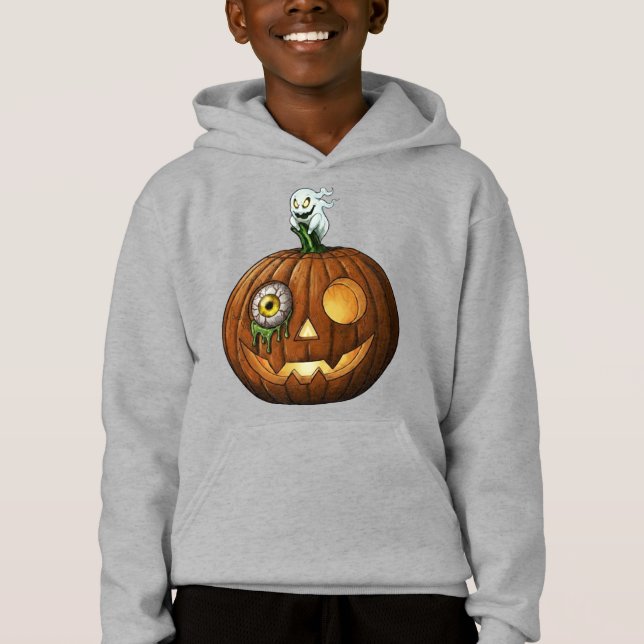 Haunted Ghost & Dripping Eyeball Jack-O-Lantern Hoodie (Vorderseite)