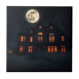 Haunted Gothic Mansion Halloween Ceramic Tile Fliese