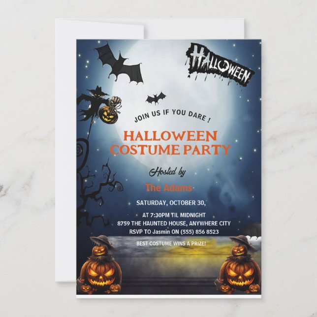Haunted Halloween Costume Party Invitation  Einladung (Vorderseite)