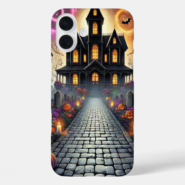 Haunted Halloween Mansion Glow Phone Case (Rückseite)